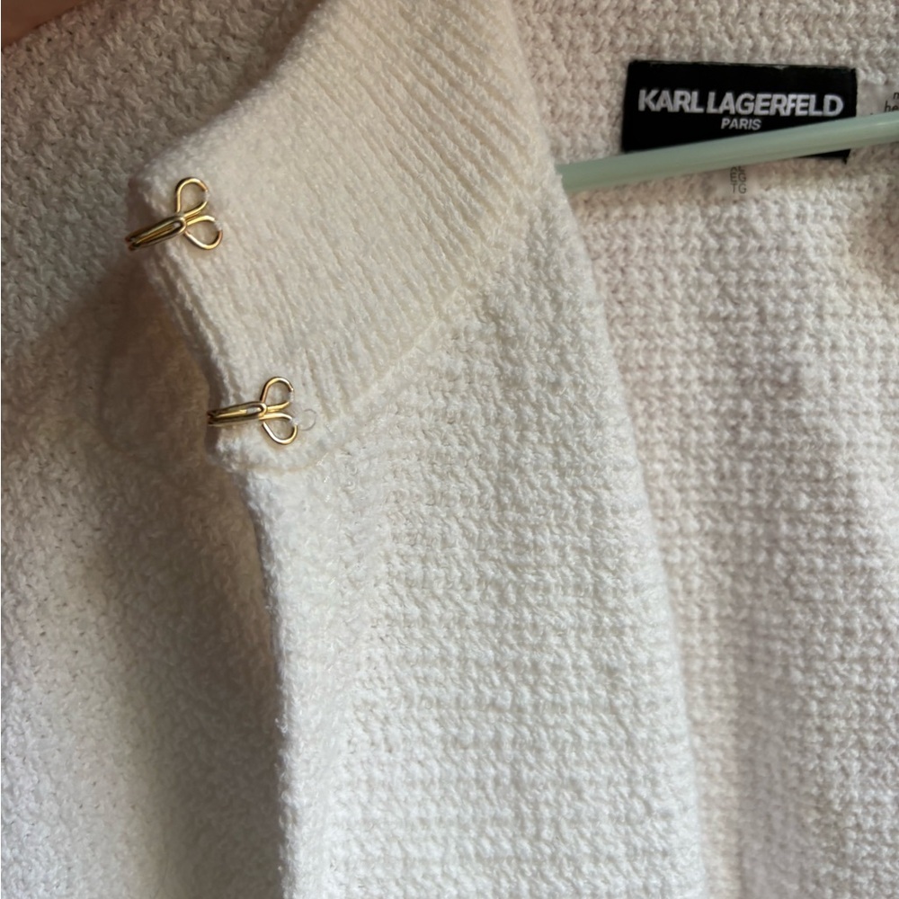 Karl Lagerfeld Paris White Jacket with Colorful Embellished Collar - Picture 5 of 10
